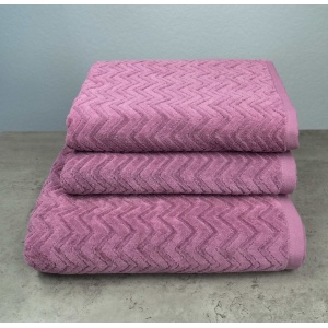 Набір махрових рушників Жакардових з велюром 3шт GM Textile 50x90см, 50x90см, 70x140см 550г/м2 (Фіолетовий)