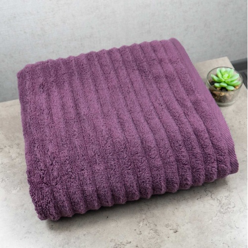 Банное махровое полотенце GM Textile 70x140см Премиум качества Зеро Твист 550г/м2 (Темно-Сиреневый)