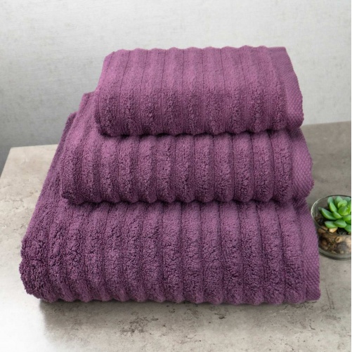 Набір махрових рушників Зеро Твіст 3шт GM Textile 40x70см, 50x90см, 70x140см 550г/м2 (Темно-Бузковий)