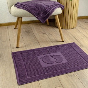 Махровий рушник жакардовий для ніг GM Textile 50х70см 600г/м2 (Фіолетовий)