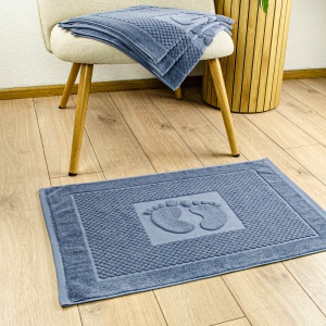 Махровий рушник жакардовий для ніг GM Textile 50х70см 600г/м2 (Синій)