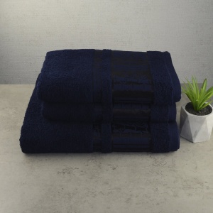Набір махрових рушників 3шт GM Textile 50х90см, 50х90см, 70х140см BambooN 450г / м2 (Темно-синій)