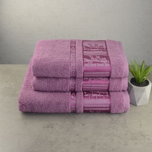 Набір махрових рушників 3шт GM Textile 50х90см, 50х90см, 70х140см BambooN 450г / м2 (Пудровий)