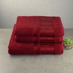 Набір рушників для ванни 3шт GM Textile 50х90см, 50х90см, 70х140см BambooN 450г / м2 (Червоний)