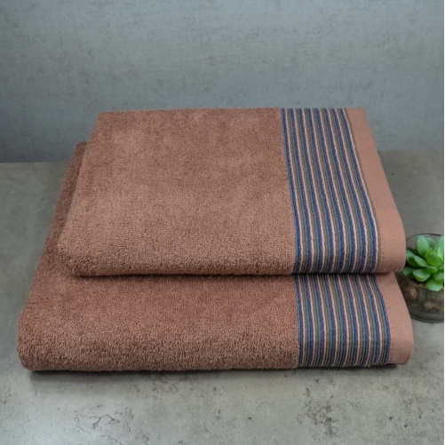 Комплект махрових рушників 2шт GM Textile 50х90см, 70х140см Берлін 450г/м2 (Кремовий)