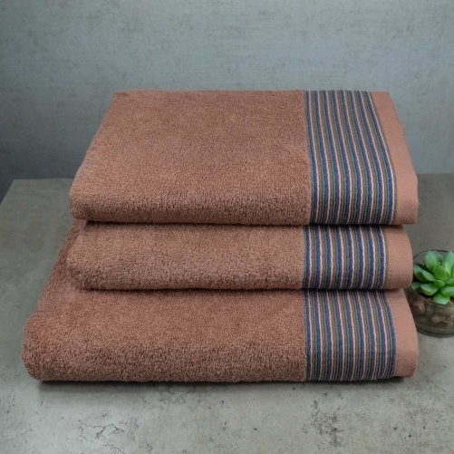 Комплект махрових рушників 3шт GM Textile 50х90см, 50х90см, 70х140см Берлін 450г/м2 (Кремовий)