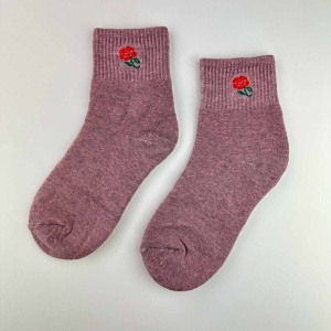 Теплі шкарпетки жіночі класичні однотонні Квітка GM Textile Високі 36-41 Пудровий