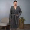 Махровий халат чоловічий з капюшоном, довгим рукавом YouStar 100% бавовна 400 г/м2 (Сірий)