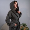 Махровий халат жіночий з капюшоном, довгим рукавом YouStar 100% бавовна 400 г/м2 (Сірий)