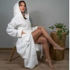 Махровий халат жіночий з капюшоном, довгим рукавом YouStar 100% бавовна 400 г/м2 (Білий)
