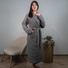 Вафельний халат жіночий з коміром, довгим рукавом YouStar 100% бавовна 380 г/м2 (Сірий)