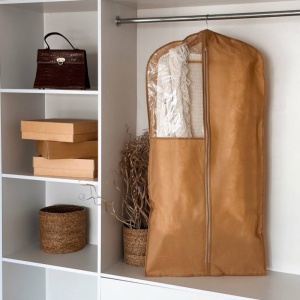 Чохол для верхнього одягу з прозорою ПВХ вставкою 120х60 см HCh-120-beige (Бежевий)