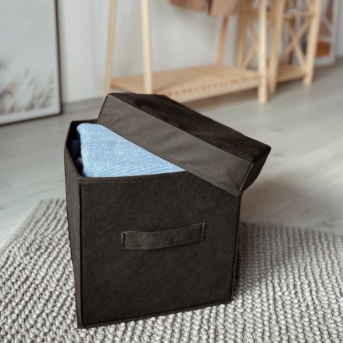 Короб з кришкою 30х30х30см для зберігання речей HY-Kr-black (Чорний)