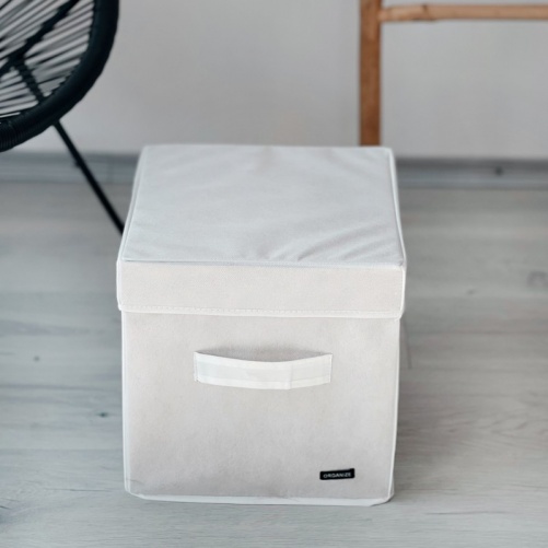 Короб с крышкой 30х30х30см для хранения вещей HY-Kr-white (Белый)
