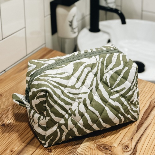 Велика жіноча бавовняна косметичка Зебра 24x13x13 см (Хакі)