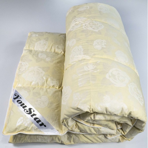 Двоспальна ковдра YouStar зі штучного лебединого пуху, розмір 175x205 см (Бежевий)
