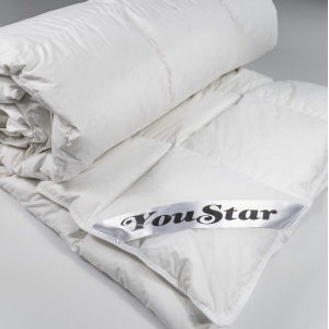 Ексклюзивна пухова двоспальна ковдра YouStar 100% пух, Тік, розмір 175х205 см (Білий)