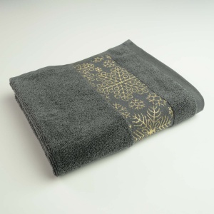 Махровий рушник для обличчя та рук Новорічний Merry Christmas Сніг GM Textile 50х90см 500г/м2 (Темно-Сірий)