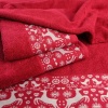 Махровий рушник для обличчя та рук Новорічний Merry Christmas Олені GM Textile 50х90см 500г/м2 (Червоний)