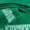 Махровое полотенце для лица и рук Новогодний Merry Christmas Елки GM Textile 50х90см 500г/м2 (Зеленый)