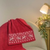 Махровий рушник для обличчя та рук Новорічний Merry Christmas Олені GM Textile 50х90см 500г/м2 (Червоний)