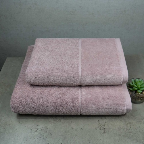 Набір рушників велюр/махра 2шт GM Textile 50x90см, 70x140см Преміум якості Milado 550г/м2 (Кремовий)