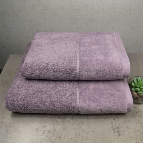 Набір рушників велюр/махра 2шт GM Textile 50x90см, 70x140см Преміум якості Milado 550г/м2 (Виноградний)