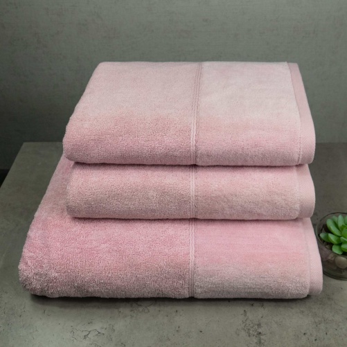 Набір рушників велюр/махра 3шт GM Textile 50x90см, 50x90см, 70x140см Premium Milado 550г/м2 (Рожевий)