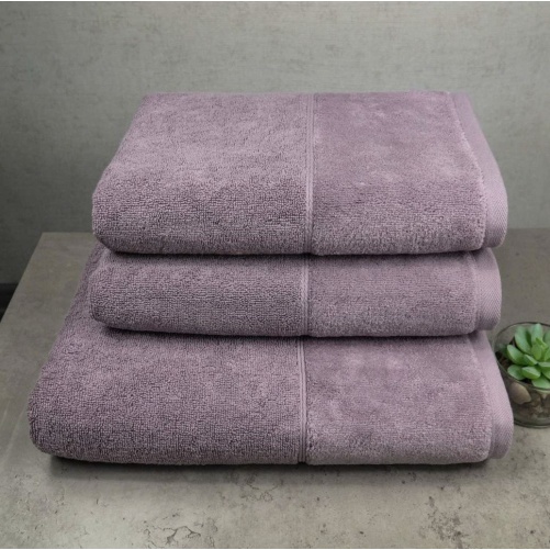 Набір рушників велюр/махра 3шт GM Textile 50x90см, 50x90см, 70x140см Premium Milado 550г/м2 (Виноградний)