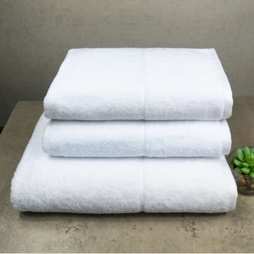 Набір рушників велюр/махра 3шт GM Textile 50x90см, 50x90см, 70x140см Premium Milado 550г/м2 (Білий)