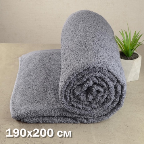 Простирадло махрове GM TEXTILE 190х200см 400г/м2 (Сірий)