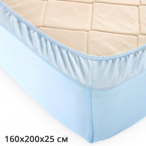 Простирадло на резинці трикотажне GM TEXTILE 180х200х25см 120г/м2 (Блакитний)