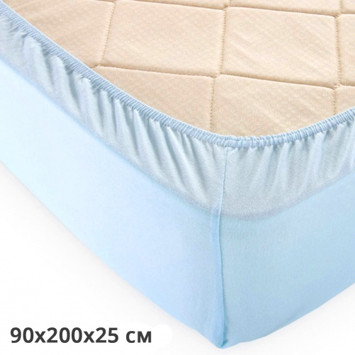 Простирадло на резинці трикотажне GM TEXTILE 90х200х25см 120г/м2 (Блакитний)