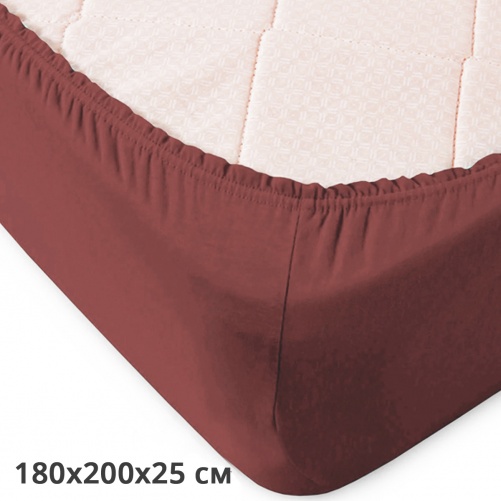 Простирадло на резинці трикотажне GM TEXTILE 180х200х25см 120г/м2 (Коричневий)