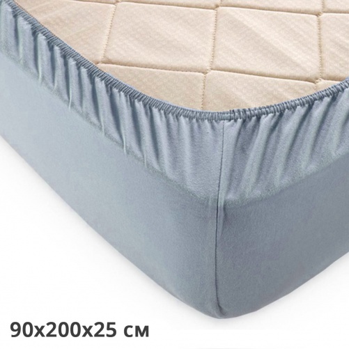 Простирадло на резинці трикотажне GM TEXTILE 90х200х25см 120г/м2 (Сірий)