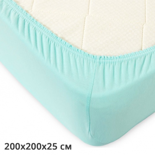 Простирадло на резинці трикотажне GM TEXTILE 200х200х25см 120г/м2 (Лазурний)