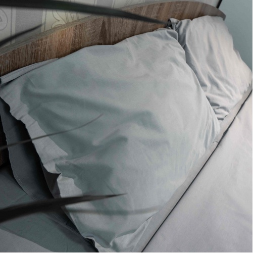 Наволочка 70x70 2 шт Поплін GM Textile 120 г/м2 Бавовна (Світло-сірий)