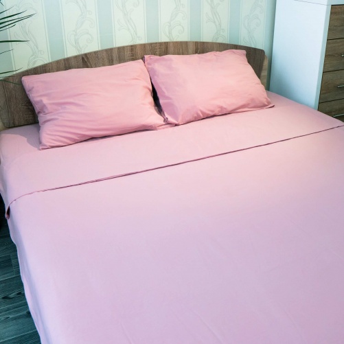Комплект постільної білизни полуторний 150х215 Поплін GM Textile 120 г/м2 Бавовна (Світло-рожева)