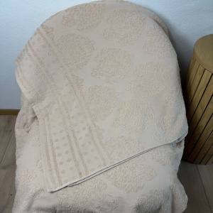 Простирадло-покривало жаккардове махрове 100% Бавовна GM TEXTILE 150x200см 400г/м2 (Бежевий)