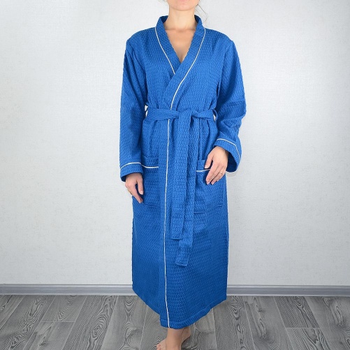 Вафельний халат GM Textile Кімоно 100% бавовна 360 г/м2 (Синій)