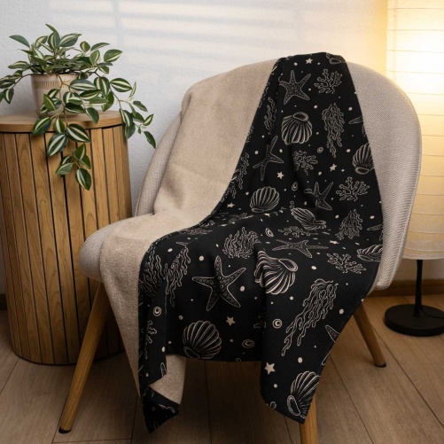 Пляжний рушник великий тонкий махровий з принтом GM Textile 70х150 см 300 г/м2 (Чорний)