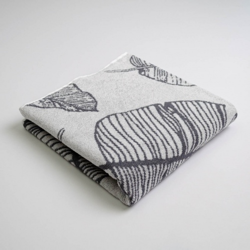 Махровое полотенце с рисунком перо GM Textile 50х90см 400г/м2 (Серый)