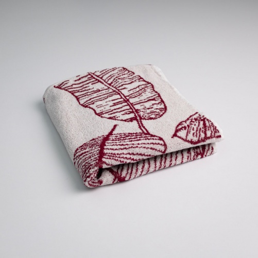 Махровий рушник з малюнком перо GM Textile 50х90см 400г/м2 (Червоний)