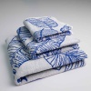 Набір махрових рушників з малюнком перо 3шт GM Textile 40х70см, 50х90см, 70х140см 400г / м2 (Синій)