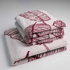 Набір махрових рушників з малюнком перо 3шт GM Textile 50х90см, 50х90см, 70х140см 400г / м2 (Червоний)