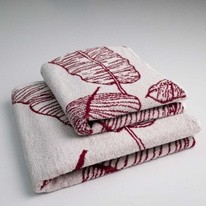 Набір махрових рушників з малюнком перо 2шт GM Textile 50х90см, 70х140см 400г/м2 (Червоний)