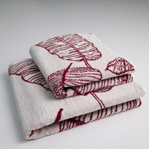 Набір махрових рушників з малюнком перо 2шт GM Textile 50х90см, 70х140см 400г/м2 (Червоний)