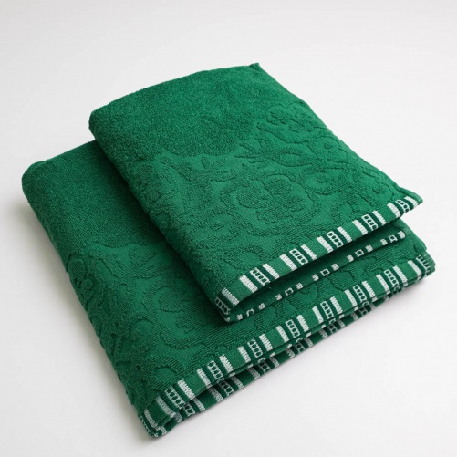 Набір махрових рушників з орнаментом 2шт GM Textile 50х90см, 70х140см 400г/м2 (Зелений)