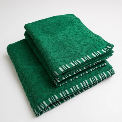 Набір махрових рушників з орнаментом 3шт GM Textile 50х90см, 50х90см, 70х140см 400г / м2 (Зелений)