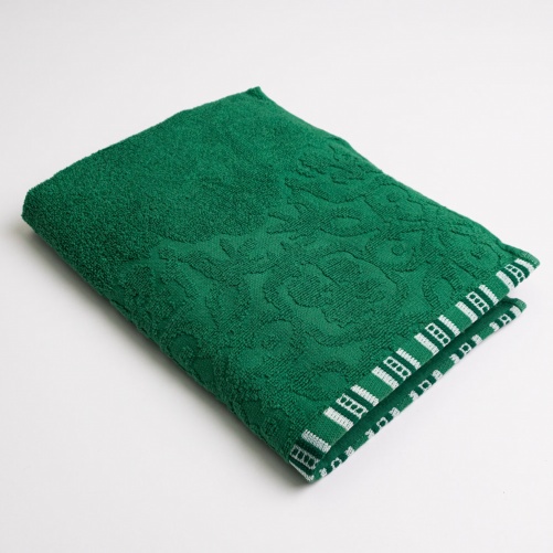 Полотенце для рук и лица махровое с орнаментом GM Textile 40х70см 400г/м2 (Зеленый)